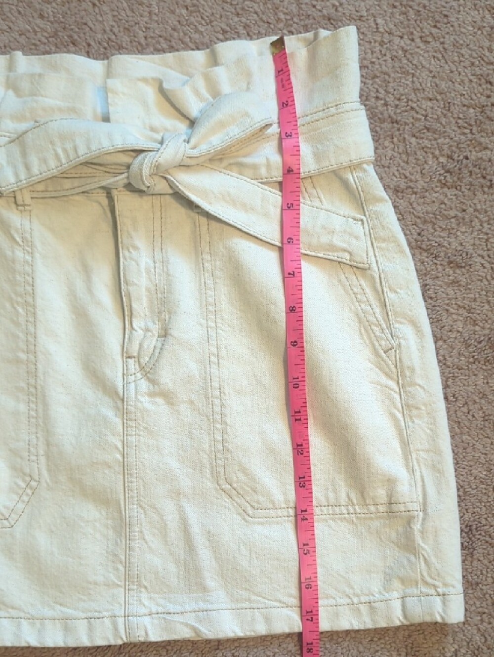 Free People Cream Splendor In The Grass Paperbag Skirt/Cotton-Linen Blend - Picture 8 of 8